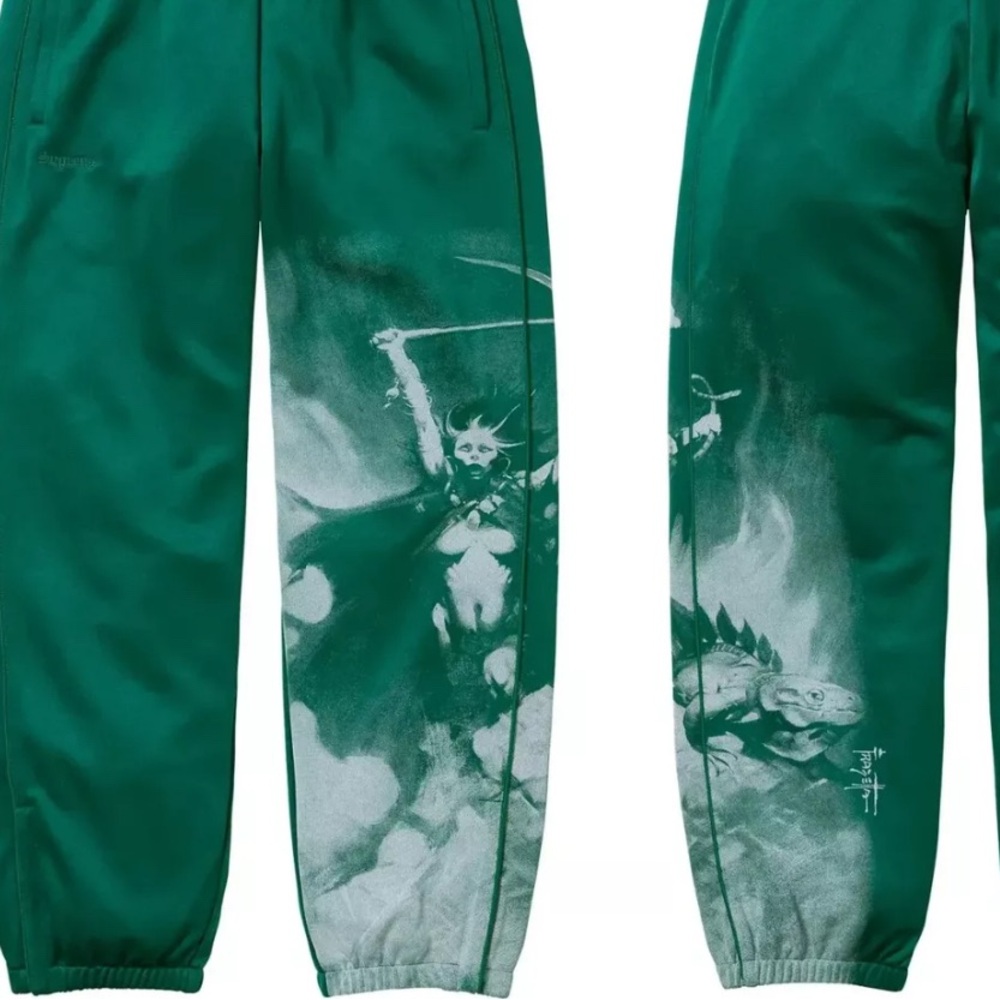 Supreme x Frank Frazetta Track Pant Dark Green FW24 Brand New